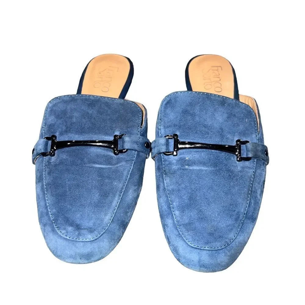 Franco Sarto Dolly Blue Suede Leather Slide Mule Shoe Women's 6.5M‎ - Picture 2 of 5